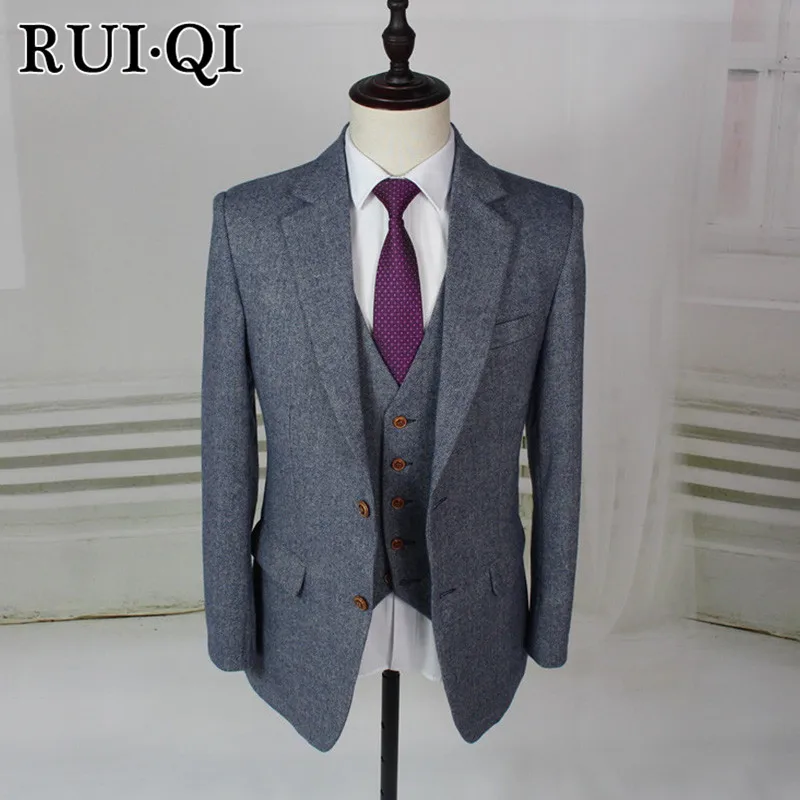 RUI QI 2019 шерстяной костюм мужской блейзер masculino джентльмен на заказ портной
