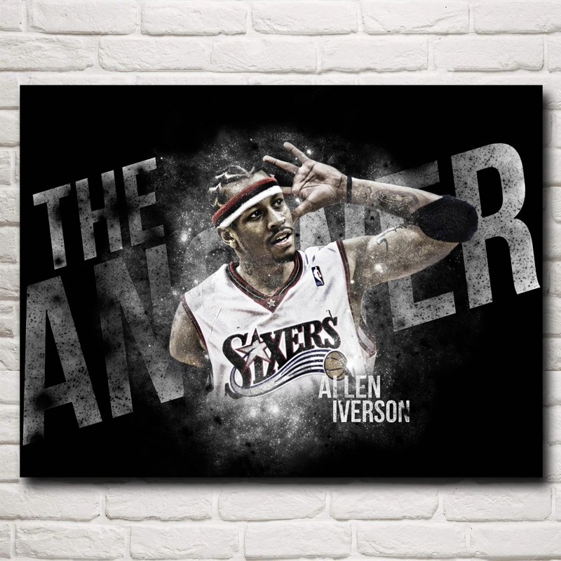 Basketball Star Allen Iverson Art Silk Fabric Poster Print Sports Pictures Wall Decor 12x16 18x24 24X32 Inches Free Shipping