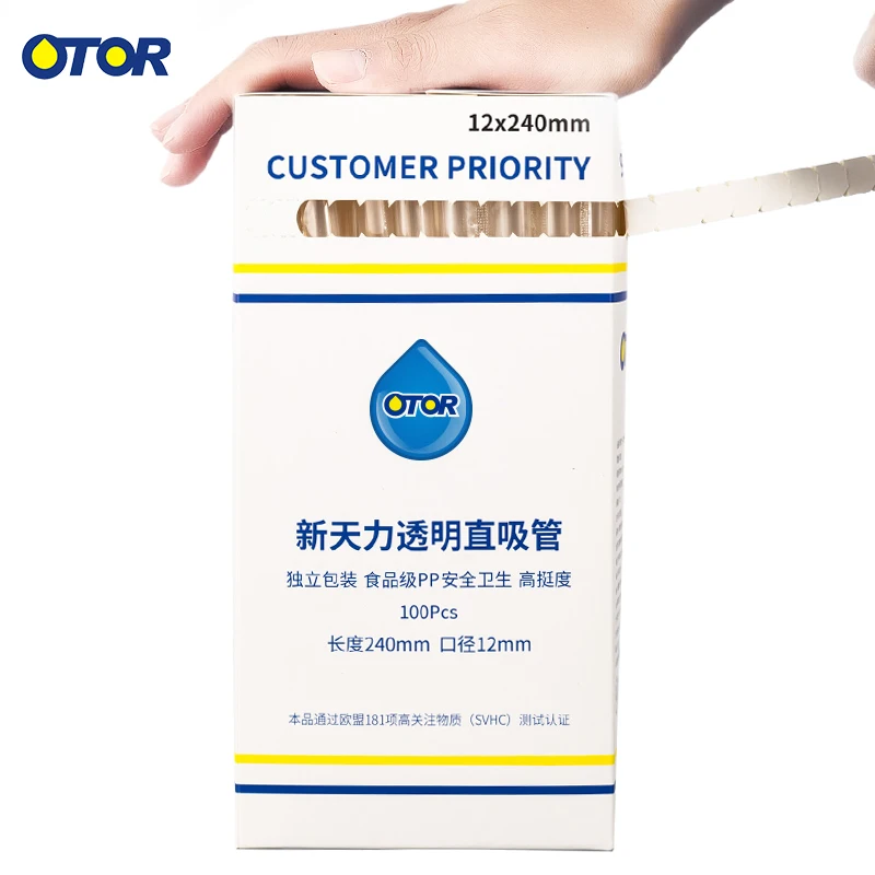 

OTOR 100pcs Clear Disposable Straws Drinking Straws for Juice Milk Tea Birthday Party Wedding Decoration Kids Party Supplies