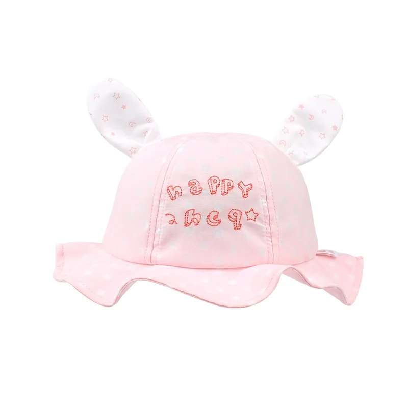 Polka Panama Baby Hat For Girls Cute Rabbit Ears Girls Cap Summer Beach Sun Hat Dots Baby Girls Bucket Hat Baby Girls Clothing (3)