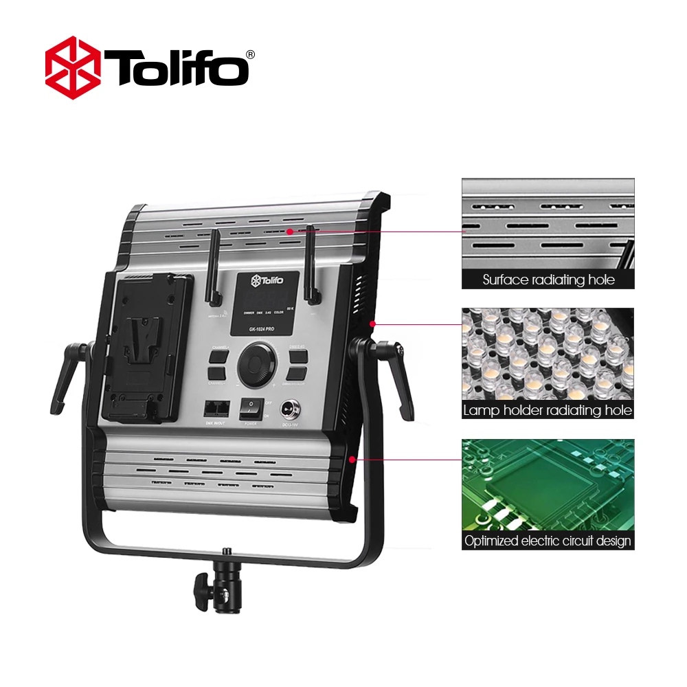 Светодиодный светильник Tolifo GK1024B 3200 5600 K двухцветная температура управление
