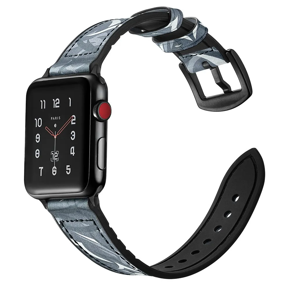 Новый кожаный ремешок для Apple Watch Series 4 3 2 1 черные наручные ремни для iwatch заменить ремень дышащий ремешок 38 40 42 44 мм