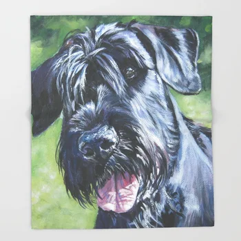 

Giant Schnauzer Dog Portrait Art Bedspread Design Soft Fleece Throw Blanket Air/Sofa/Bedding Soft Winter Bedsheet