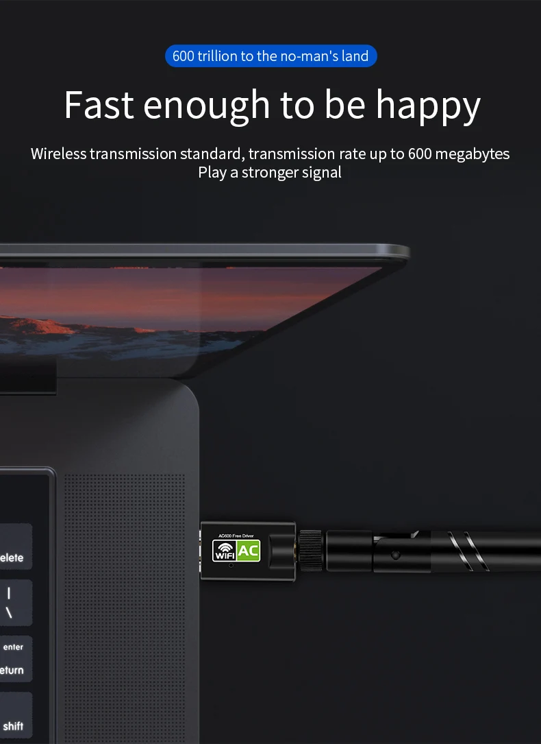 Свободный привод с USB Wifi адаптер 600 Мбит/с Wi-Fi адаптер 5 ГГц антенна USB Ethernet PC Wi-Fi адаптер LAN Wifi ключ AC Wifi приемник