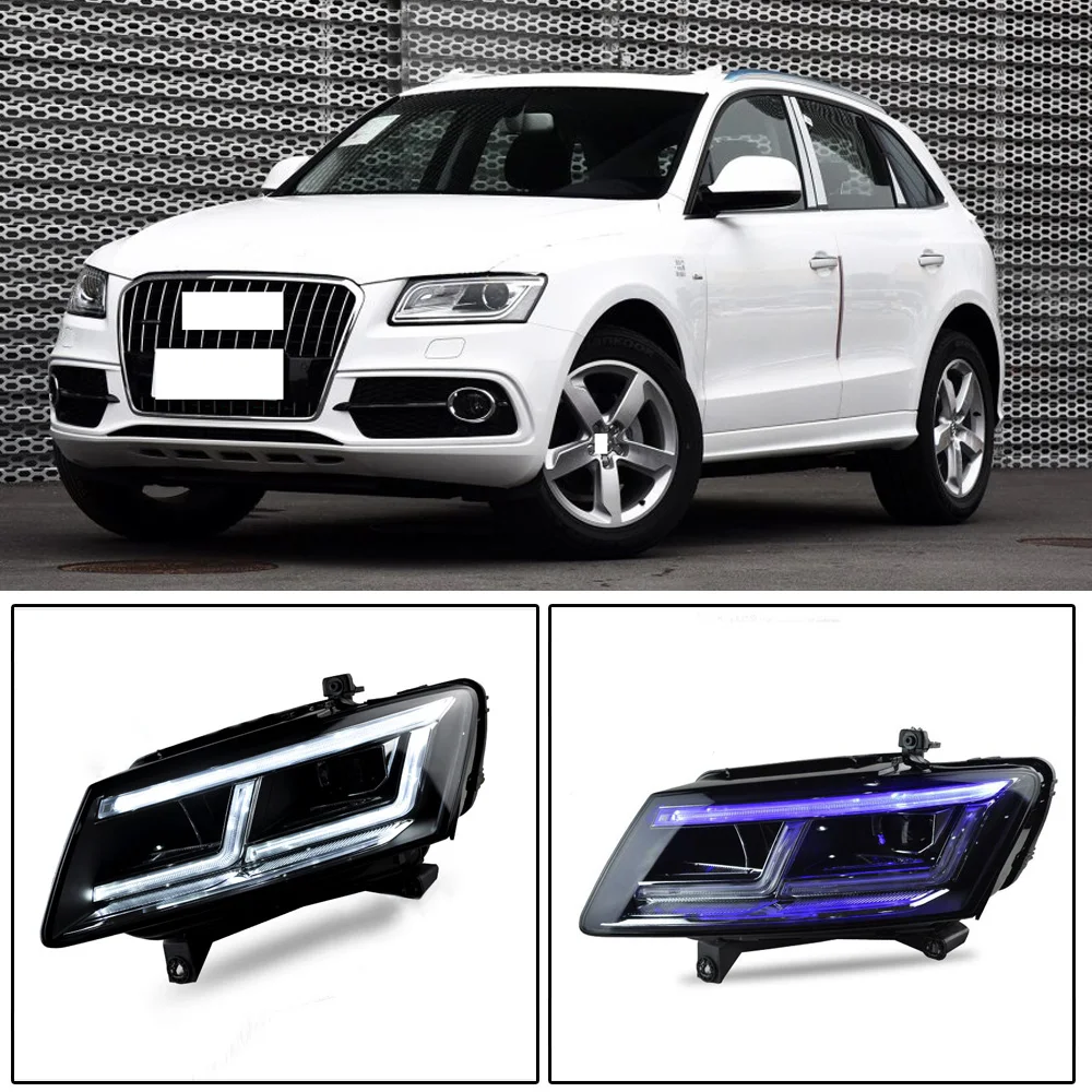

CAPQX 2PCS For Audi Q5 2009-2018 LED headlight headlamp head light lamp assembly DRL Lens Double Beam bi-LED lens