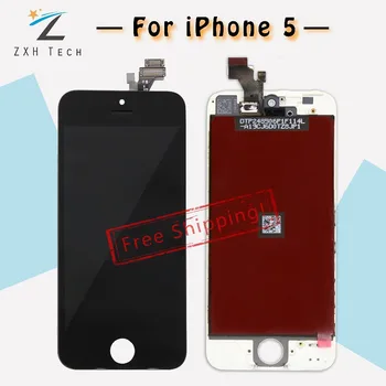 

50 PCS/LOT Quality A+++ LCD for iPhone 5 5G Display with Glass Screen Replacement in Black & White Free DHL Ship& Fast Delivery