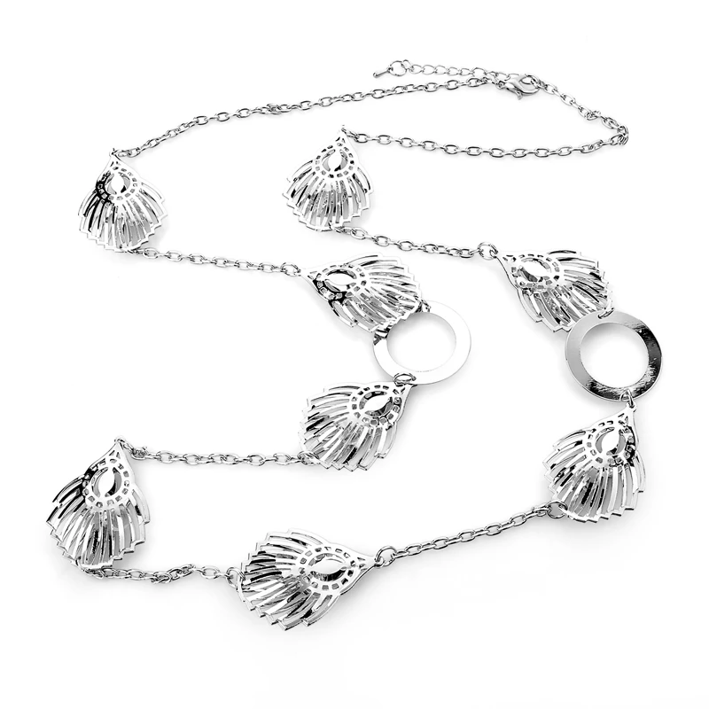 Attrtto, новейший дизайн, Золотое серебряное длинное ожерелье с цепочкой, женское милое ожерелье с кристаллами и подвесками, ювелирные изделия Sne150857 - Окраска металла: Silver
