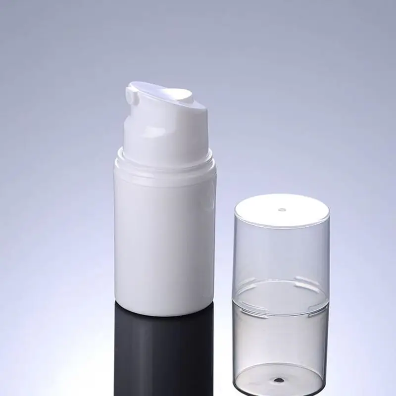 50ml white airless vacuum pump lotion bottle with silver line used for