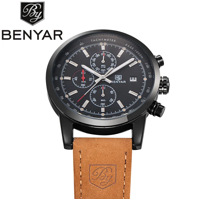 Reloj Hombre Топ бренд класса люкс BENYAR модные спортивные мужские часы с хронографом военные кварцевые часы Relogio Masculino