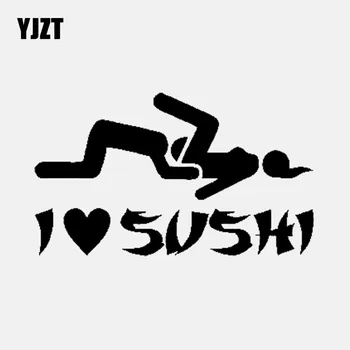 

YJZT 13.5CM*7.9CM I LOVE SUSHI Diesel Vinyl Decal Motorcycle Car Sticker Black/Silver C3-1046