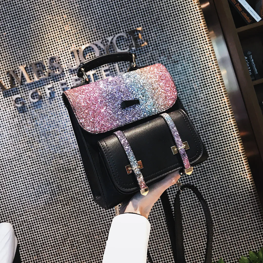 

Travel Bags Fashion Women Outdoor Sequins Colorful Backpacks Travel Bag Sequin crown portable School Package Travel Bags May14