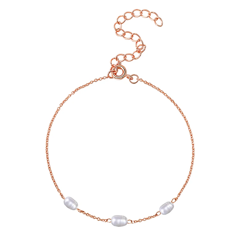 

Garilina Round White Pearl Rose gold Charm bracelet for women fashion jewelry B2052