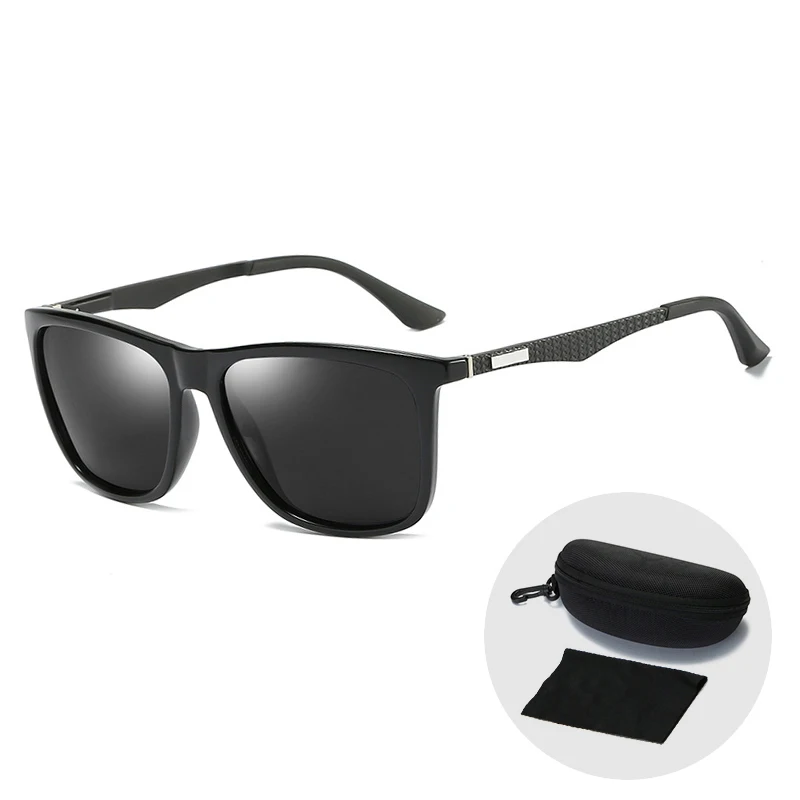 

Fashion Vintage Polarized Glasses Retro Designer Outdoor Glasses Big Square Frame Sunglasses Men Driving Sun Glasses with Case