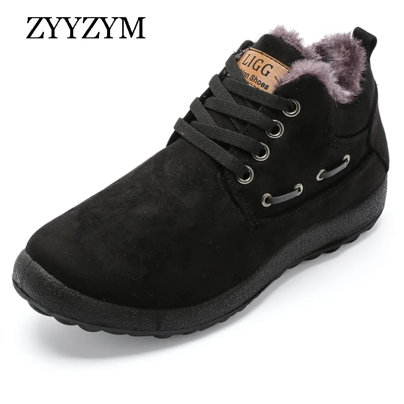

ZYYZYM Men Snow Boots Winter Keep Warm Large size Lace-Up Unisex Fashion Plush Comfortable Light Cotton boots Men