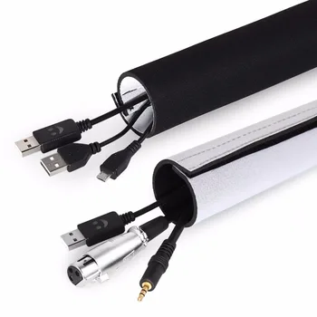 

Cable Management Sleeves Cord Organizer for TV, Computer and Electronics Wires, Black and White Reversible (3ft)