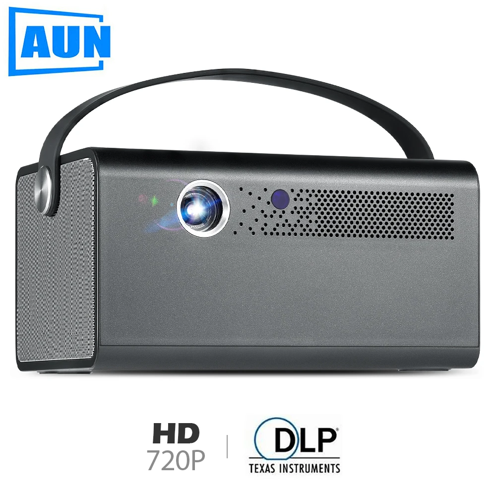 

AUN Newest MINI Projector V7, 1280x800P, Android WIFI Bluetooth LED Projector. Support 4K Video, Portable 3D home cinema