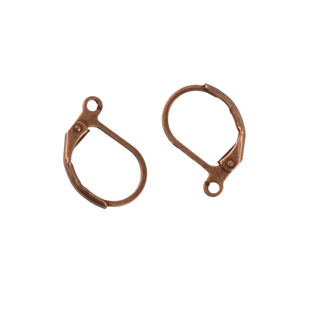 Phenovo 50 Pcs French Leverback Earrings Findings Earwire Hooks Open Loop Accessories DIY Jewelry Components - Copper 
