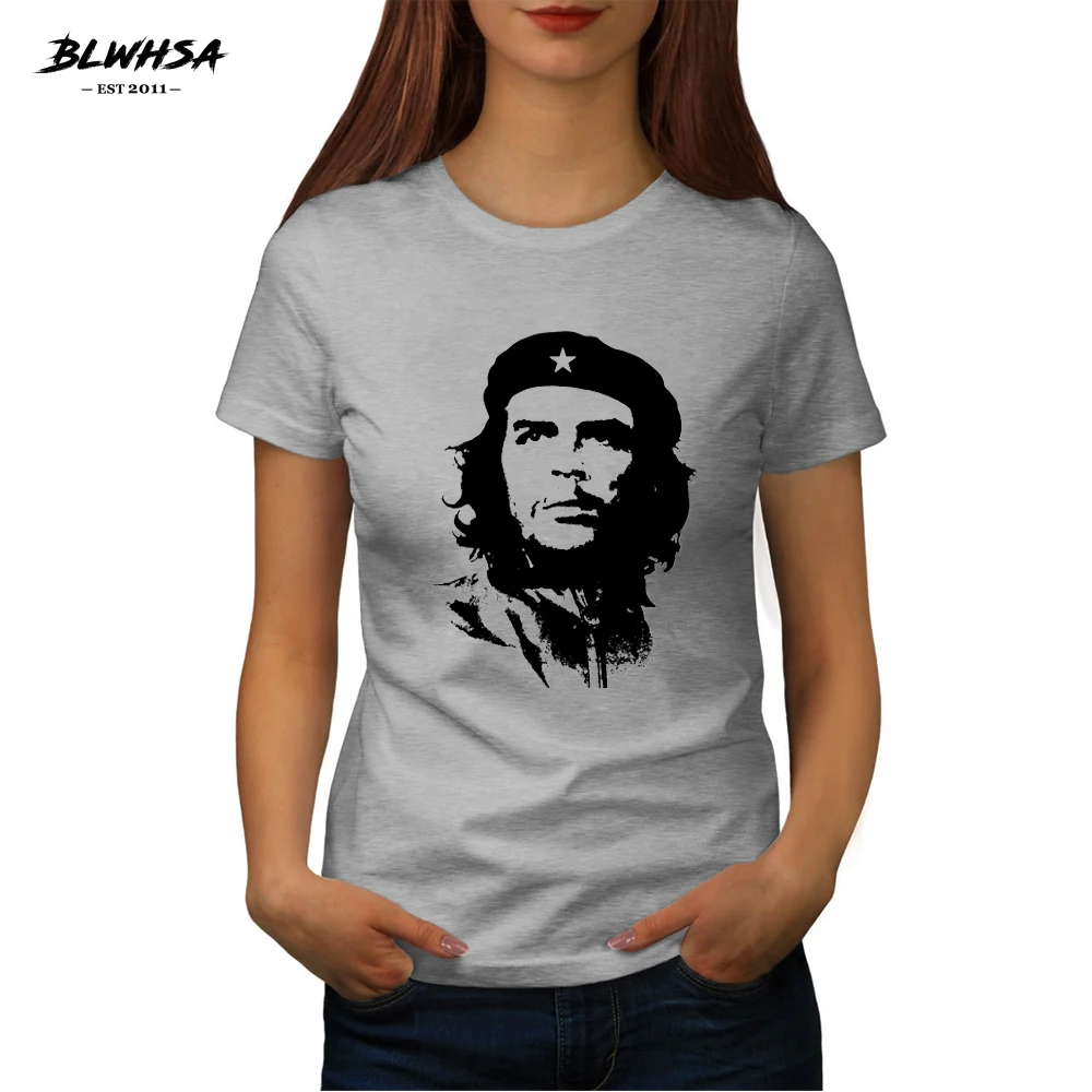 BLWHSA Che Guevara, женская футболка с принтом, летняя, короткий рукав, хлопок, забавная футболка для девушек, топ, футболка, хипстер, крутая женская одежда