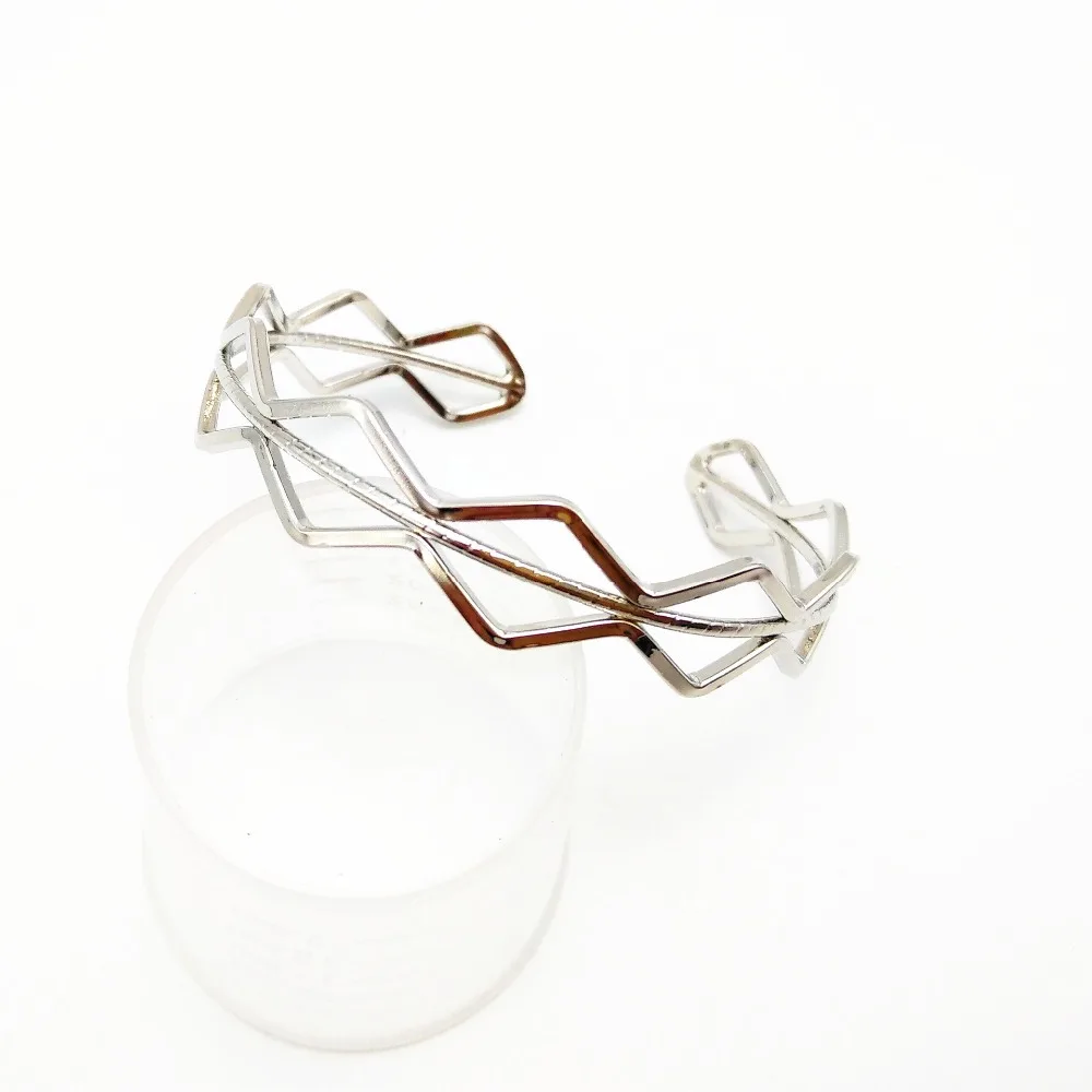 

Join.Y Bangles For Women Bangle Bracelet Silver Plated Jewellery Opening Hoop Bohemia Wave INS Simplicity Bracelet Geometric