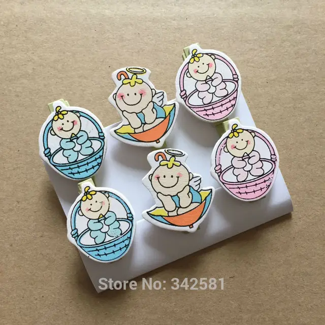 48x Baby Shower Birthday Favor Gift Decoration Clothespin Clips For