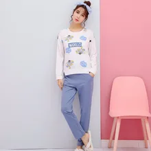 Весенне-осенний Женский Повседневный Спортивный костюм, хлопок, с длинными рукавами, белые пижамы, женские пижамы с рисунком персонажа, mujer