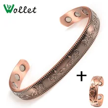 Wollet Jewelry Set Bio Magnetic Pure Copper Bangle Bracelet Ring Women Classic Plum Flower Arthritis Healthy Energy Tibetan