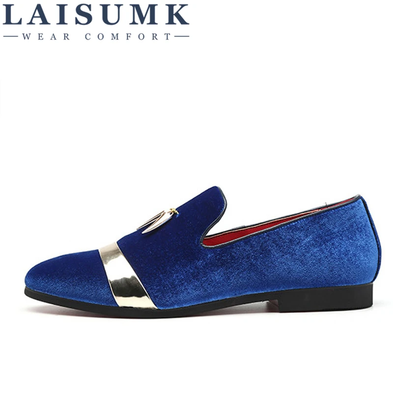 

LAISUMK New Charming Men Loafers Shoes Elegant Suede Man Footwear Metal Design Decor Simple Slip On Shoes For Male Lager Size 48