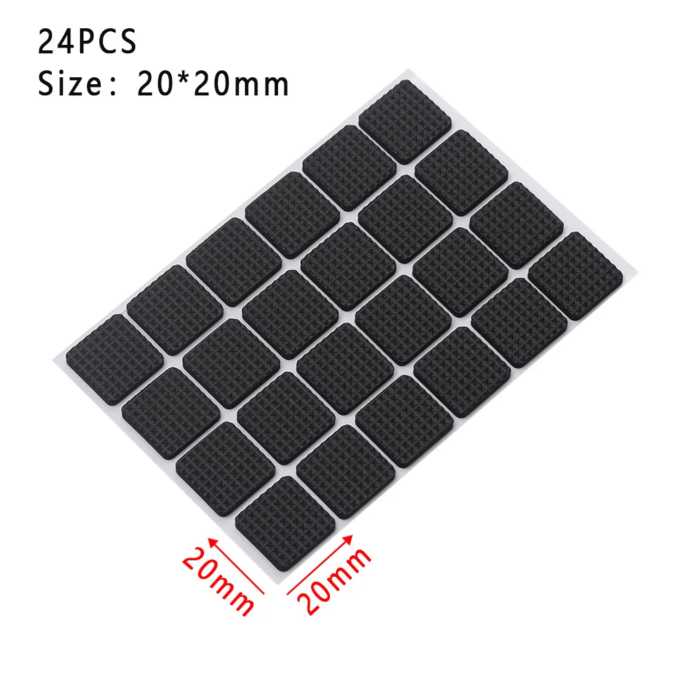 1/2/6/15/24PCS Soft Thickening Bumper Chair Fittings Self-adhesive Floor Protector Anti-slip Mat Anti Rub Furniture Leg Pads - Цвет: 20X20mmX24pcs