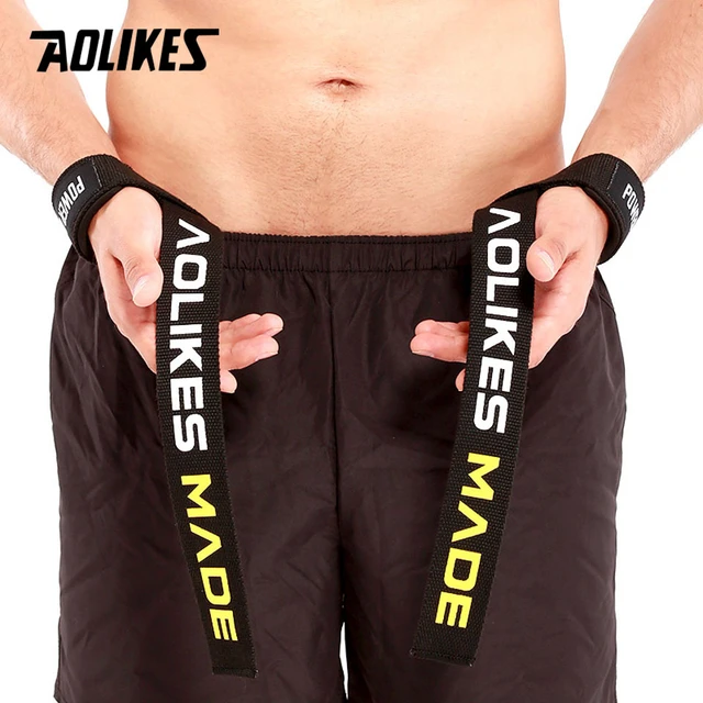 AOLIKES-correas de agarre para levantamiento de pesas, mancuernas de mano,  entrenamiento, muñequera, bandas de soporte
