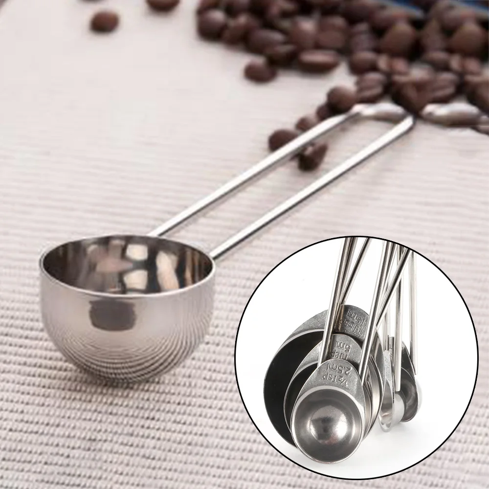 5Pcs/Set High Quality Stainless Steel Kitchen Coffee Tea Salt DIY Cooking Scoops Measuring Spoons Useful And Convenient Hot | Дом и сад
