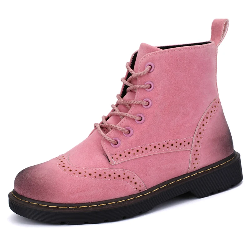 

Women Retro Brogue Style Ankle Boots Autumn Fashion Suede Platform Boots For Women Winter Lace-Up Cotton Warm Shoes Martin Boots