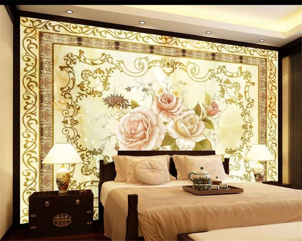 Beibehang 3D Wallpaper HD European Rose Marble Backdrop