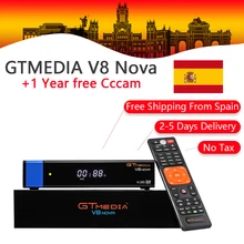 GTMedia V8 Nova DVB-S2 спутниковый ресивер+ 1 год CCcam Clines для Испании Португалия Европа 4 к декодер с EPG PK Freesat V8 Super