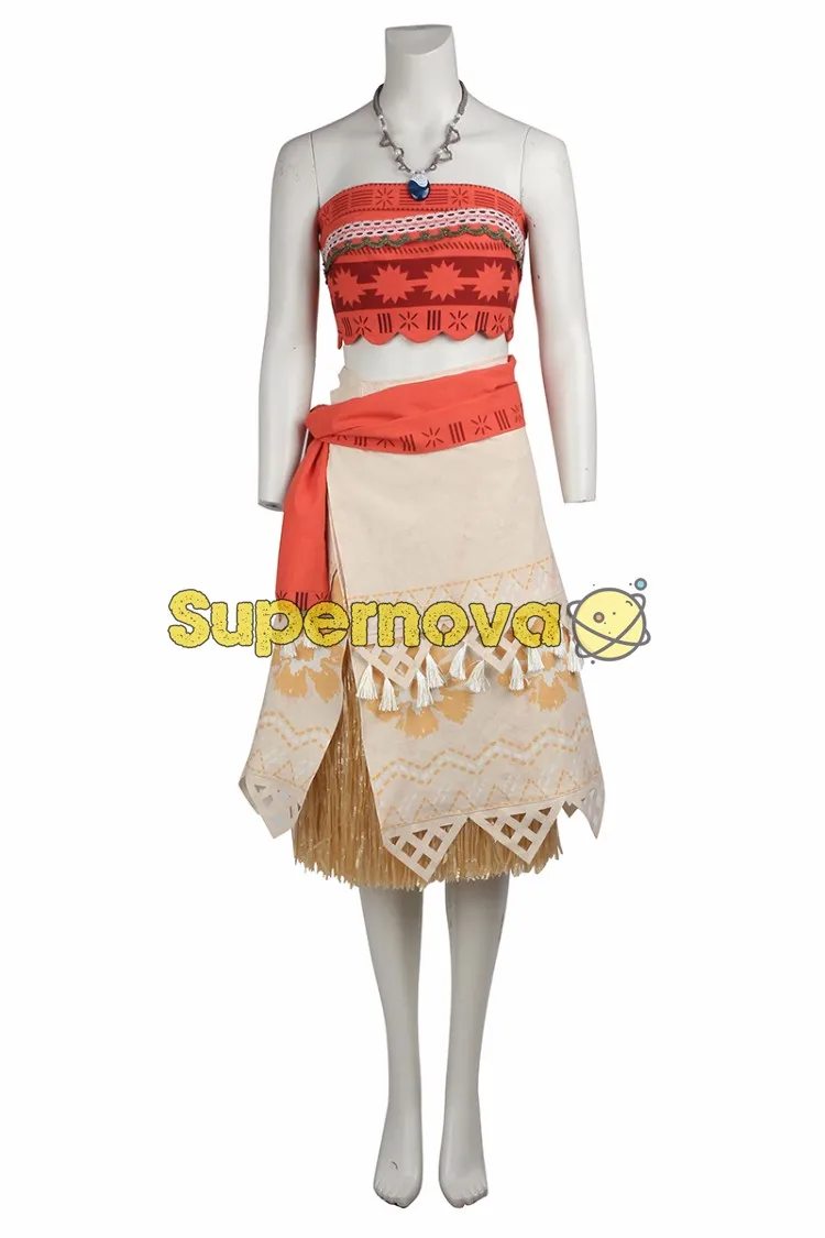 Princess Moana Cosplay Costume Princess Moana Dress With Necklace Disfraz Moana Movie Halloween Costumes For Adult Women Cosplay Costume Costumes For Adultscosplay Dress Aliexpress