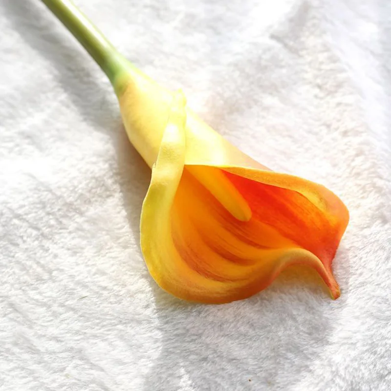 Искусственная Калла Лилия Свадебный букет из латекса Настоящее прикосновение для дома, вечерние, офисные, настольные украшения искусственный цветок - Цвет: orange