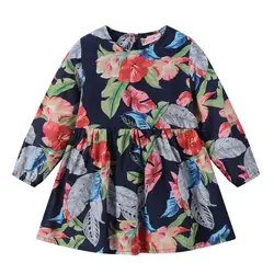 2019 г. весенне-осеннее платье для девочек с цветочным рисунком, Vestidos, одежда для малышей, Unicornio, платья для малышей, Повседневная винтажная
