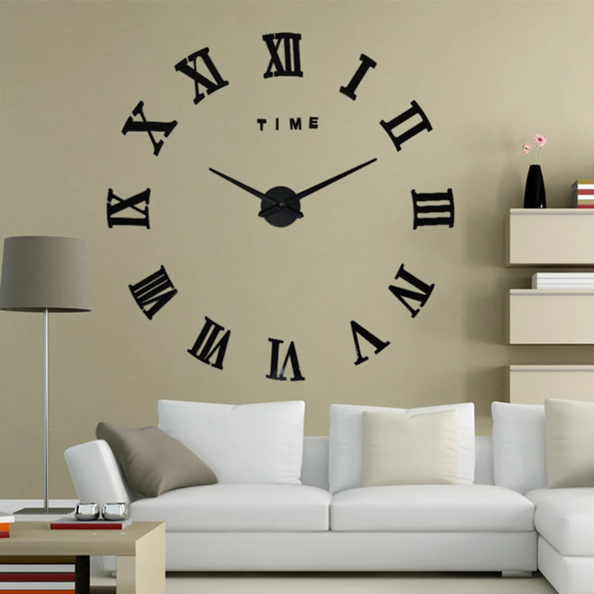 2017 New Fashion Big Size Wall Clock Mirror Sticker Clocks Home