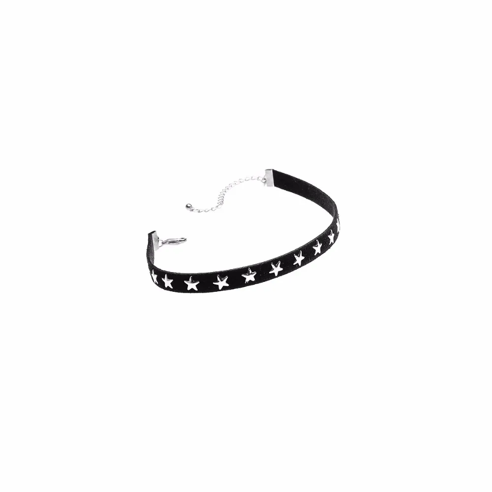 Trendy Women Velvet Choker Necklace Fashion women Puck black leather hot mails silver necklaces False collar Gothic Costume Jewelry-2 (2)