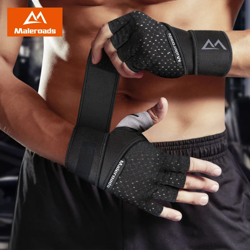 Maleroads Gym Fitness Gloves Men Women Heavyweight Sport Glove Body Building Training Wrist Support Weight Lifting Gloves M L XL
