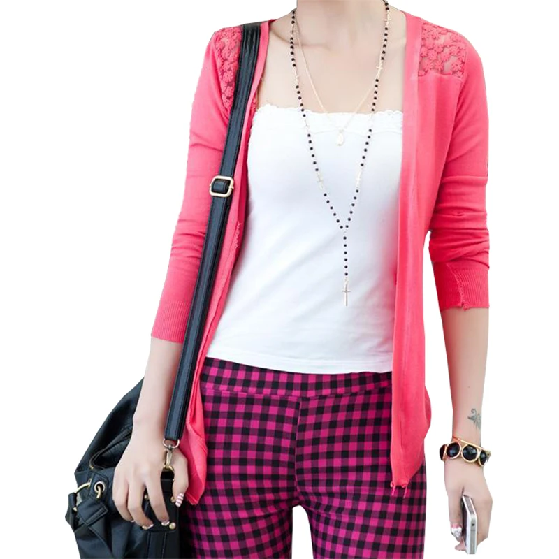 

Coat New Spring Summer Sweater Women Openwork Lace Slim Thin Knit Cardigan Sun Shirt air-conditioned Shirt Vestidos LXJ246