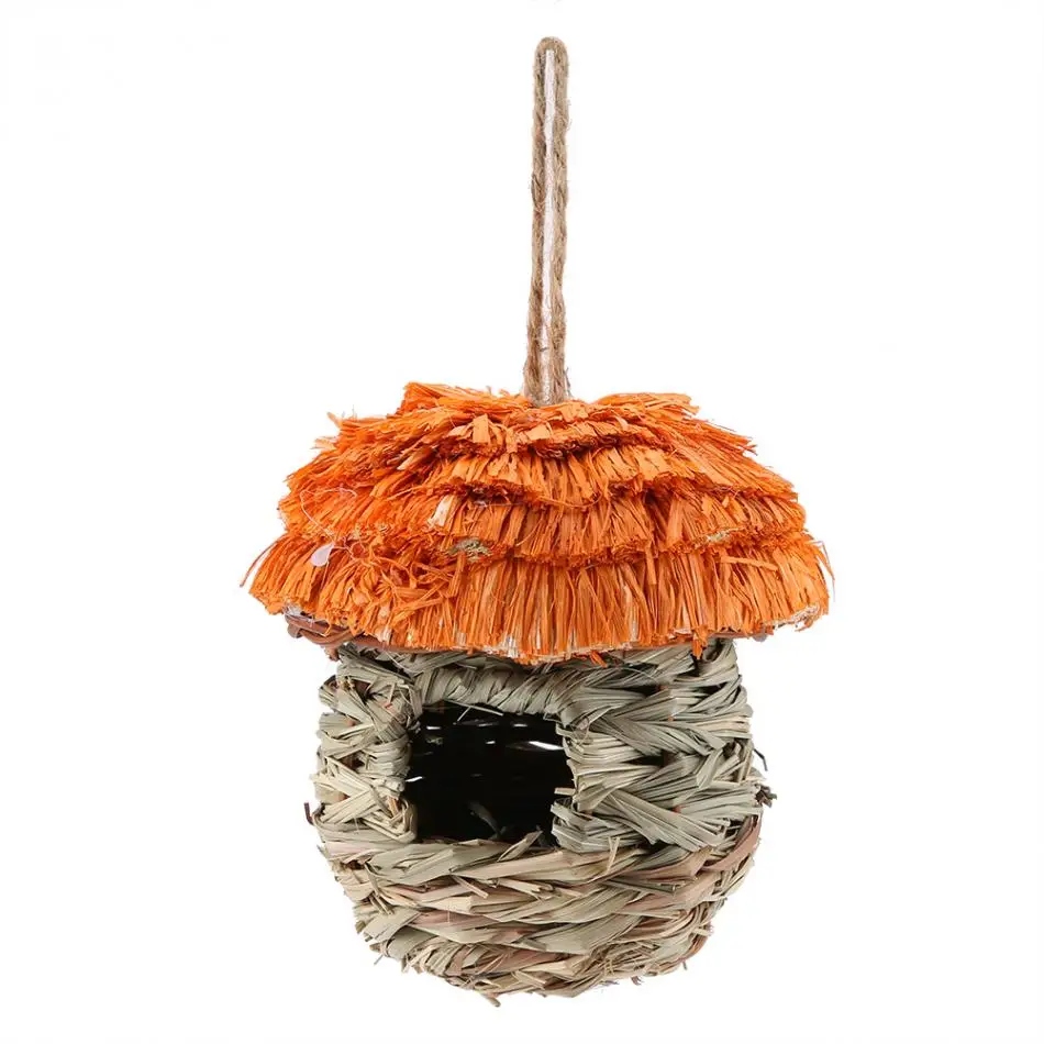1 шт. плетеная солома птица в гнезде дом для попугая хомяка малая клетка для животных птицы разведение натуральная птица в гнезде подвесной дом