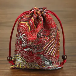 Модные Шелковые сумка мешок со шнурком Китайский парчи ювелирные изделия хранения сумки Свадебные/Рождественский подарок сумка 20 штук