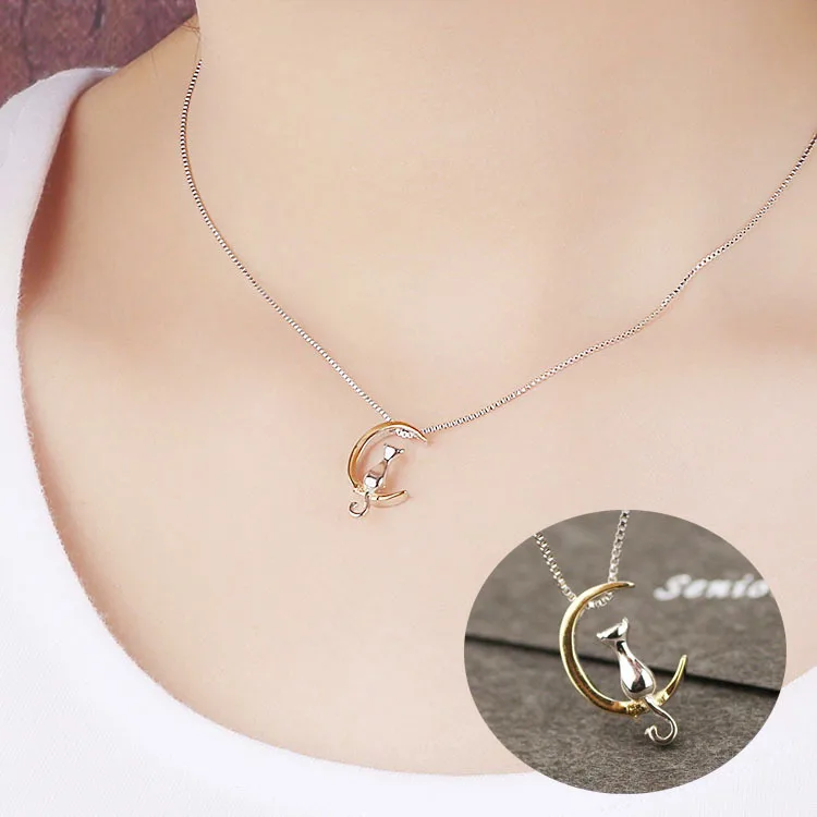 Женские серебряные ожерелья и подвески с милым котом яркое ожерелье|pendant gold
