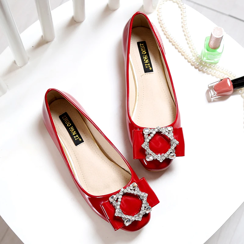 Buy 2017 Designer women flats Square toe Crystal Diamond Oversized Shoes Plus