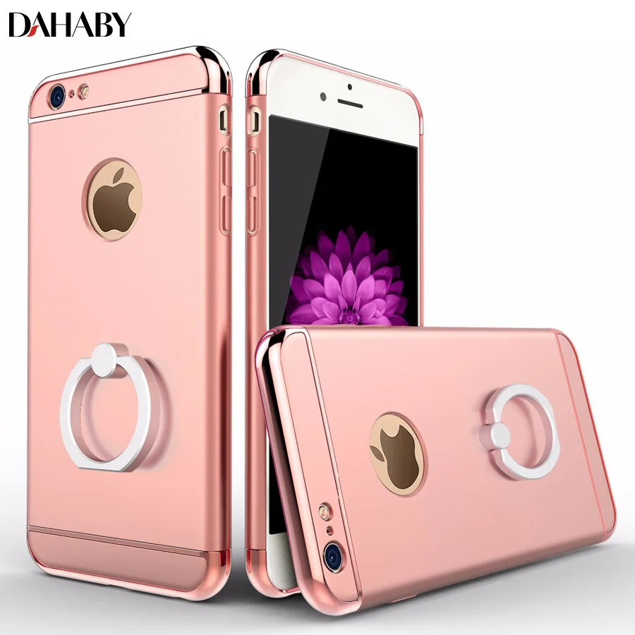 

Dahaby For iPhone 6 6s 7 8 SE X Luxury 3D Aluminum Metal Ring Phone Case Stand Holder Back Cover Case For iPhone 6/6s/7/8 Plus