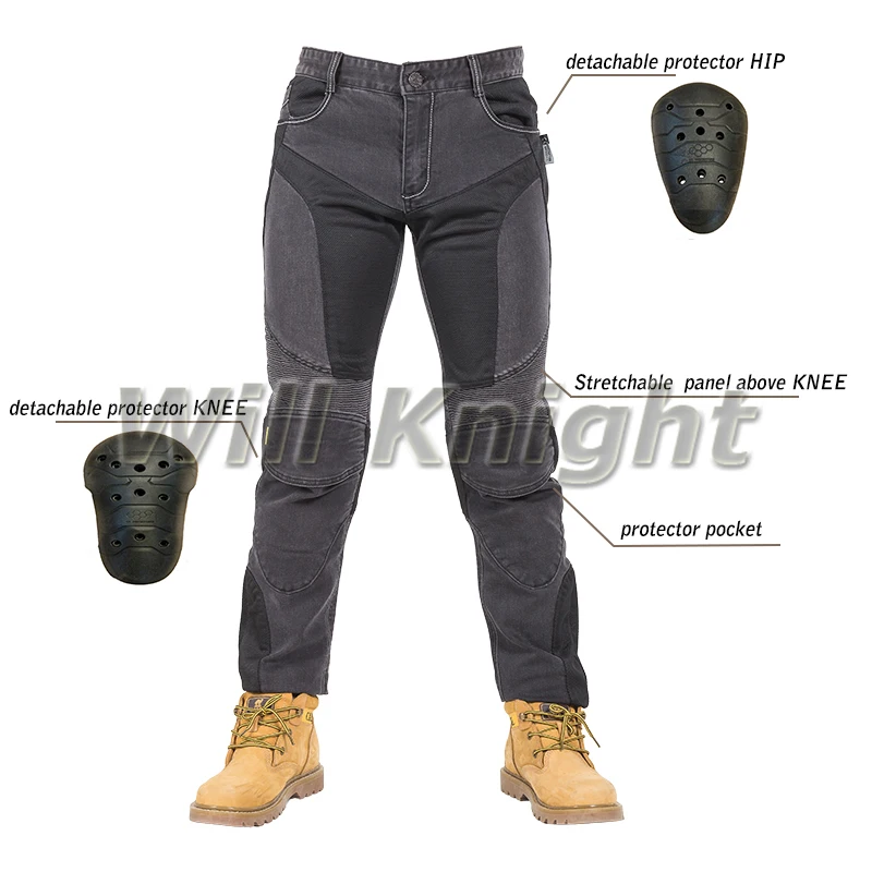 

Motorcycle Mesh Jeans Breathable Comfortable Pants Ride Jeans with Pads Black