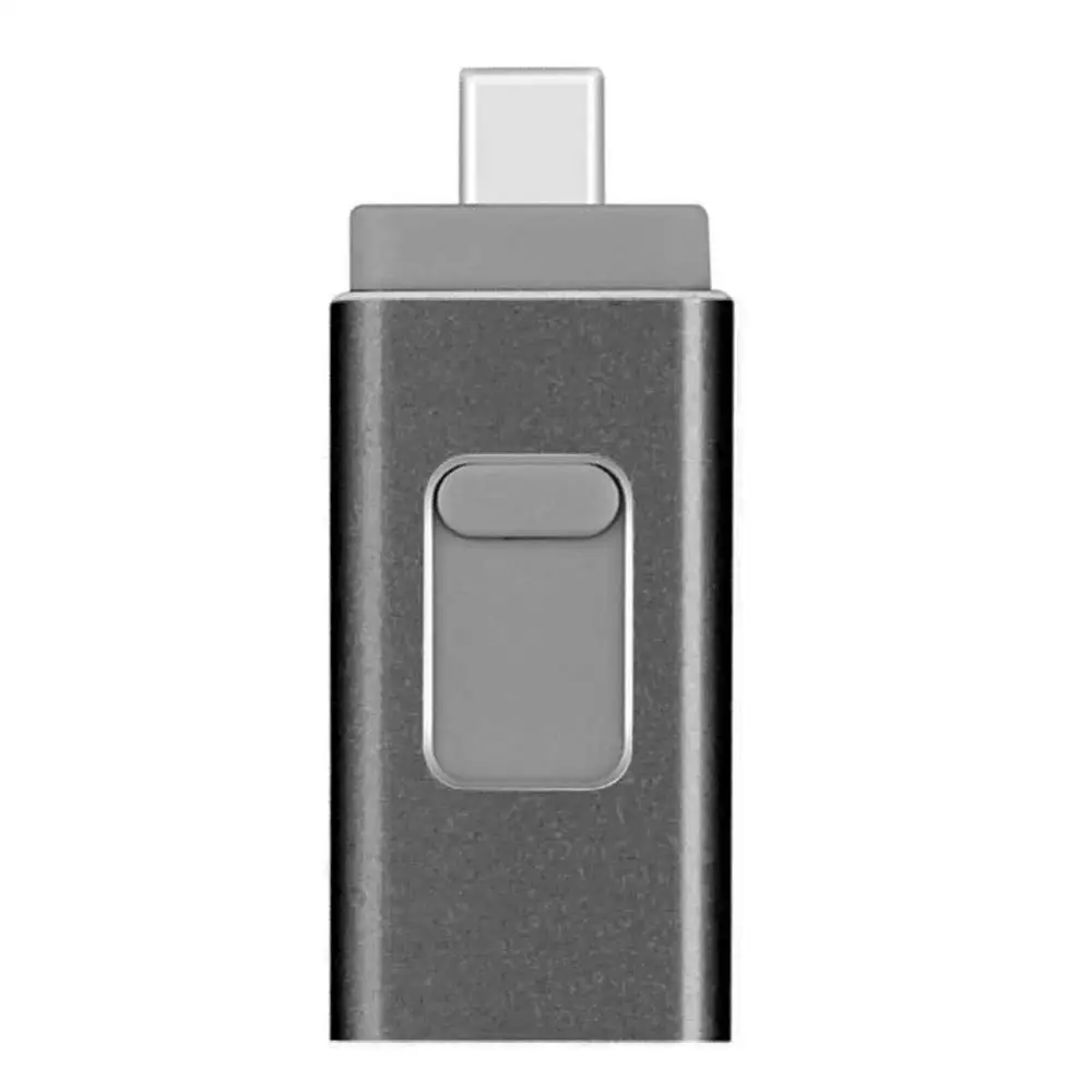 4 в 1 iPhone USB флеш-накопитель 128 ГБ Флешка 256 Гб OTG флеш-карта памяти Usb 3,0 для iPhone Android сотовый телефон Micro usb type C - Цвет: Черный