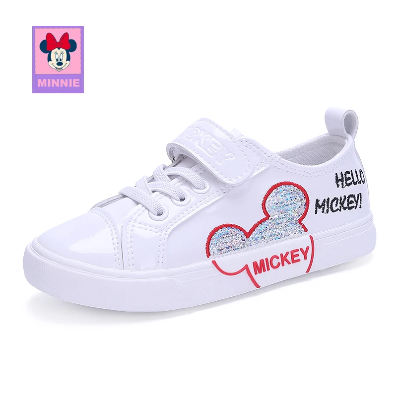 Disney повседневная детская обувь с Микки Маусом для мальчиков и девочек, кроссовки, стильная удобная обувь, размер 24-30 - Цвет: White Mickey Shoes