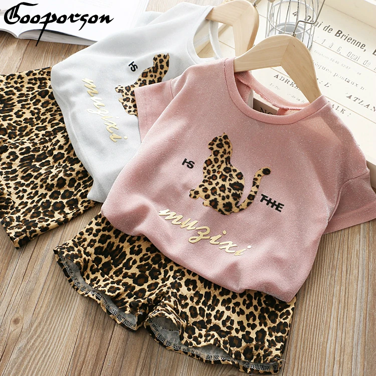 

Baby Girl's Clothes Set Leopard Print Shirt and Shorts 2 Pieces Children Sport Clothing Suit Summer Outfits Lovely Fashion Wear