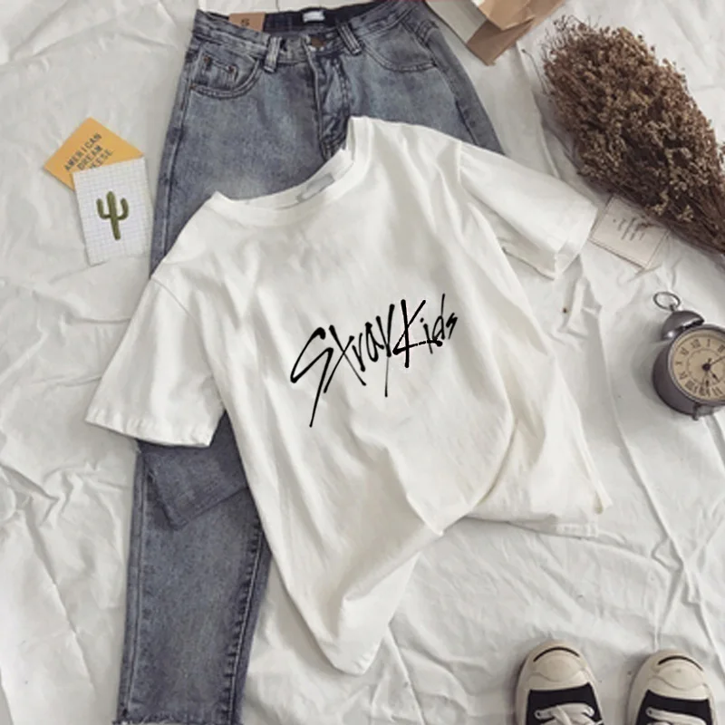 

StrayKids T-shirt women fashion slogan cotton grunge tumblr letter print unisex casual street style young girl gift shirt tees